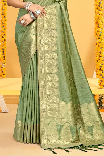 light green assam silk woven work traditional saree