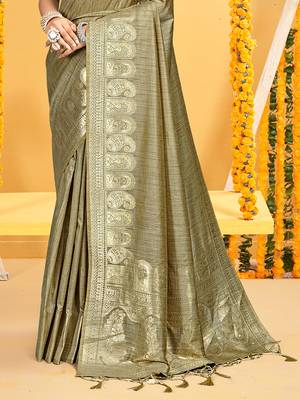 beige assam silk woven work traditional saree 3