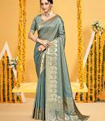 teal assam silk woven work traditional saree