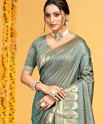 teal assam silk woven work traditional saree 2