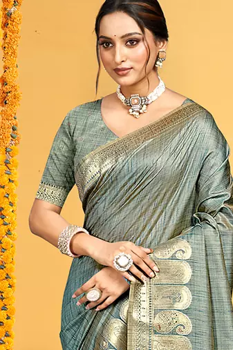 teal assam silk woven work traditional saree