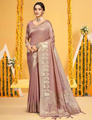 mauve assam silk woven work traditional saree 1
