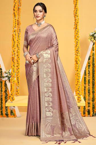 mauve assam silk woven work traditional saree