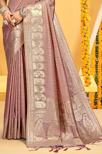 mauve assam silk woven work traditional saree