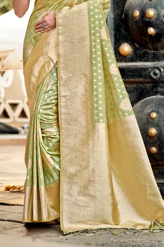 mint green assam silk woven work traditional saree