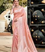 peach assam silk woven work traditional saree