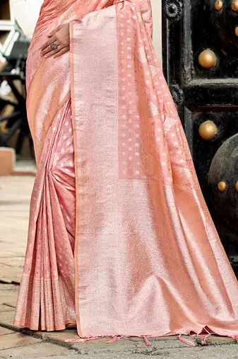 peach assam silk woven work traditional saree