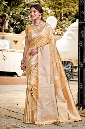 cream assam silk woven work traditional saree