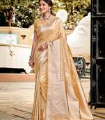 cream assam silk woven work traditional saree