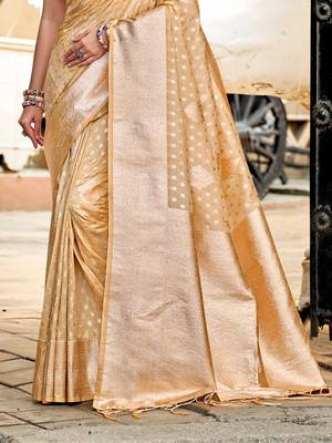 cream assam silk woven work traditional saree 3