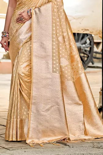 cream assam silk woven work traditional saree