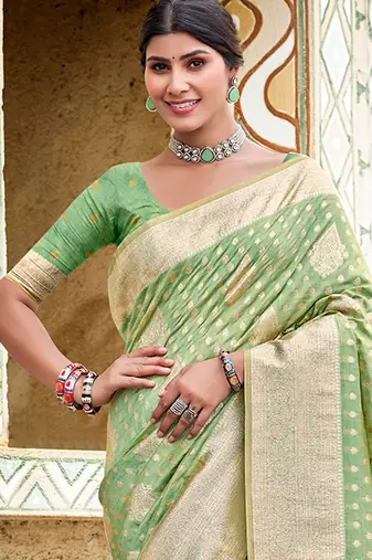 sea green assam silk woven work traditional saree