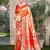 orange kanjivaram silk woven work traditional saree