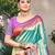 teal kanjivaram silk woven work traditional saree