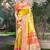 yellow kanjivaram silk woven work traditional saree