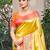 yellow kanjivaram silk woven work traditional saree