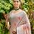 brown  linen woven work traditional saree