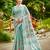 sky blue linen woven work traditional saree