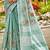 sky blue linen woven work traditional saree