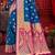teal blue silk woven work traditional saree
