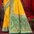 yellow silk woven work traditional saree