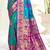 teal blue silk woven work traditional saree