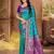 teal blue silk woven work traditional saree