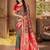brown  silk woven work traditional saree