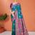 teal blue silk woven work traditional saree