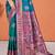 teal blue silk woven work traditional saree