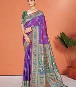 purple silk woven work traditional saree