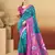 teal blue silk woven work traditional saree
