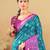 teal blue silk woven work traditional saree