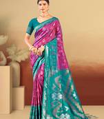 magenta   silk woven work traditional saree