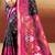 black and magenta silk woven work traditional saree