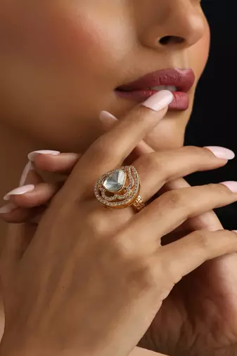 Gold plated Kundan ring