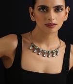 Gold plated kundan turquoise stones necklace