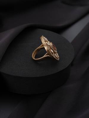 Gold plated red stone Kundan ring 3
