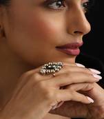 Gold plated Kundan green stones ring