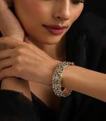 gold plated Kundan pink stones bangle