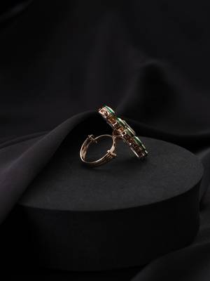 Gold plated Kundan green stones ring 3