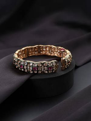 gold plated Kundan pink stones bangle 3