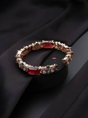 Gold plated kundan red stones bangle 3