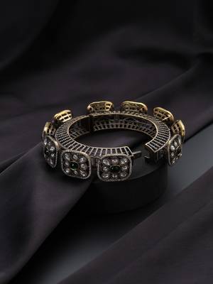 Gold plated Kundan Green Stones bangle 3