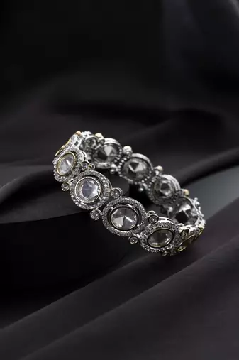Two Tone plated Kundan bangle