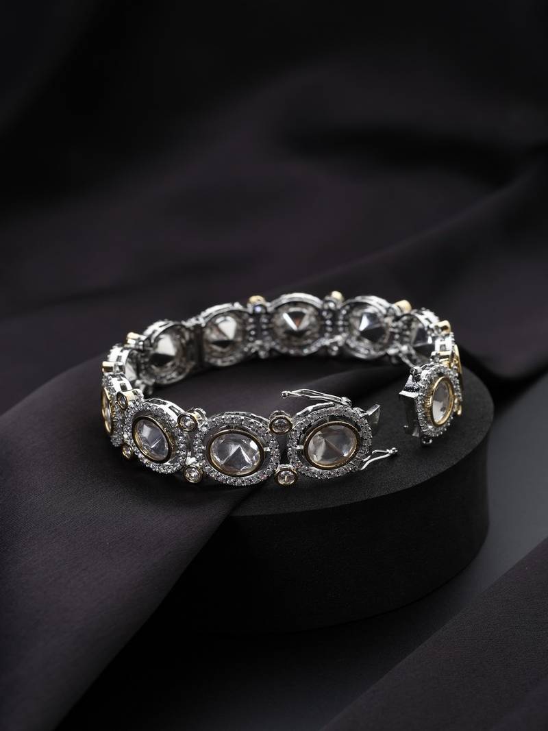 Two Tone plated Kundan bangle