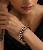 Gold plated kundan red stones bangle