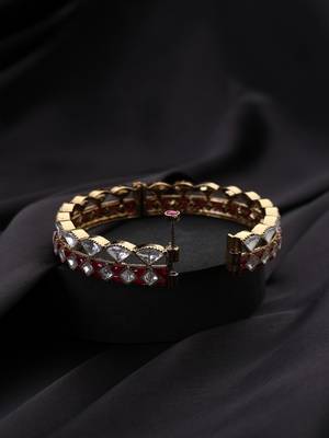 Gold plated kundan red stones bangle 3