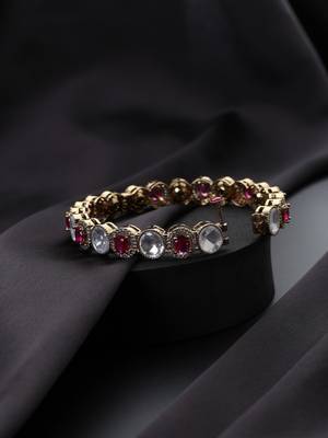 Gold plated kundan red stones bangle 3