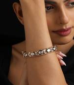 Gold plated kundan green enamel bangle